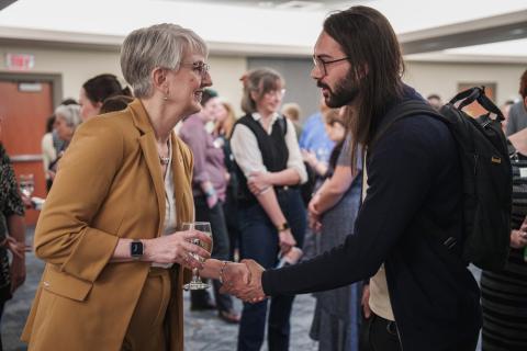 UNH President meeting with members of the community